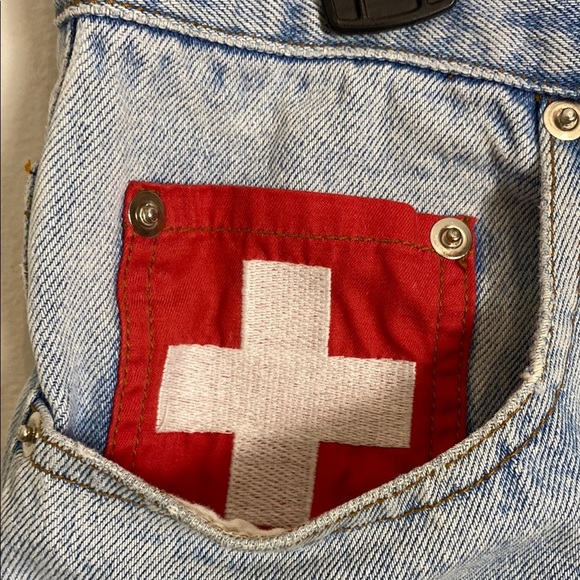 Vintage Michel Jordi Denim Short Swith Ethno Fever Vintage Embroidered 40 XL - Picture 4 of 10